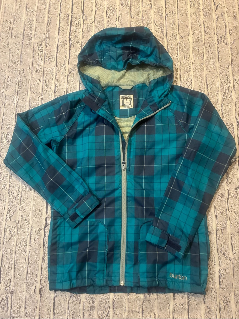 Burton Teal and Navy Plaid Shell Jacket